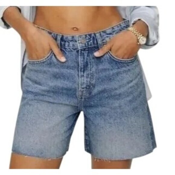 Reformation Womens 26 Raye Mid Rise Relaxed Jean Shorts